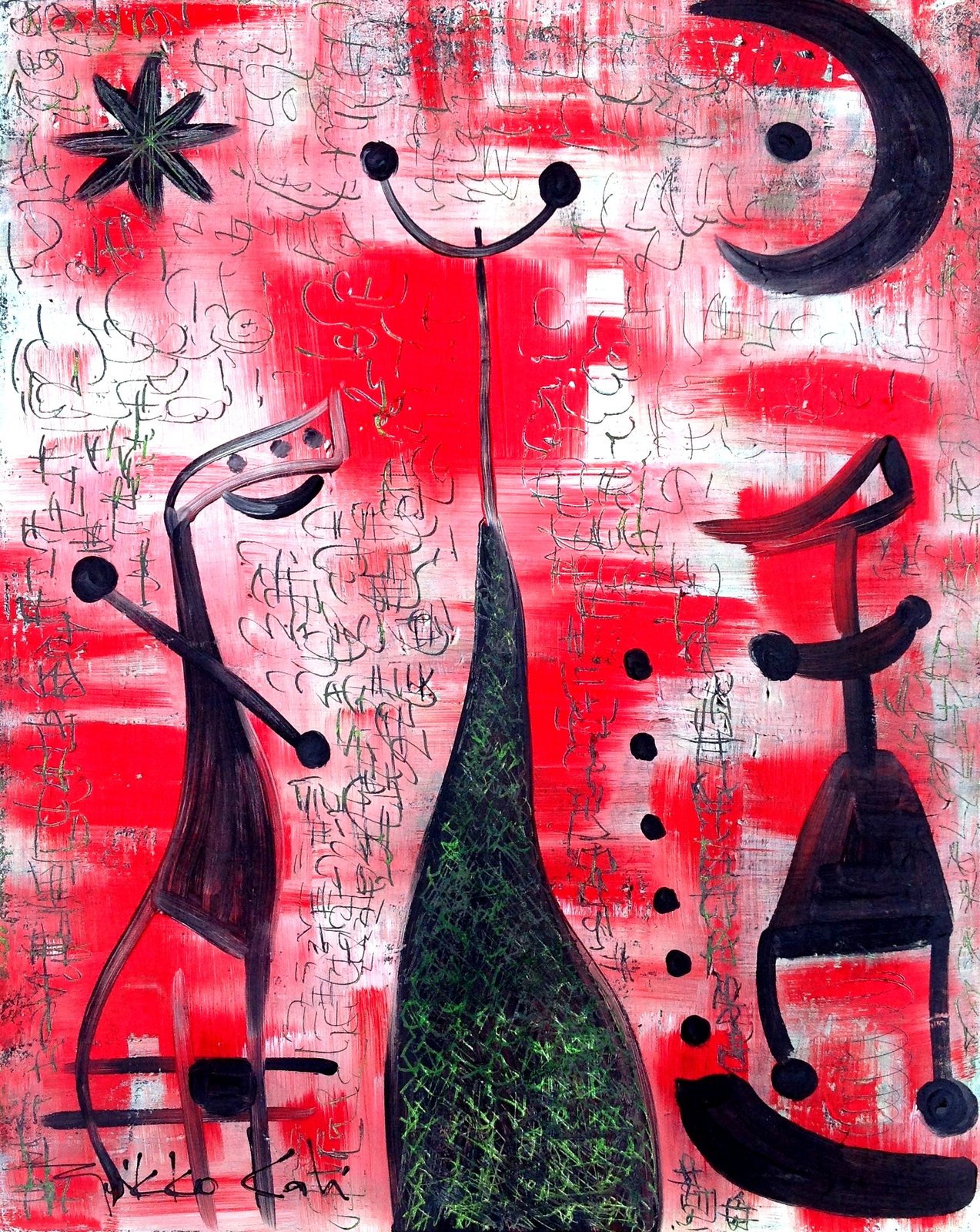 Figuras sobre vermelho